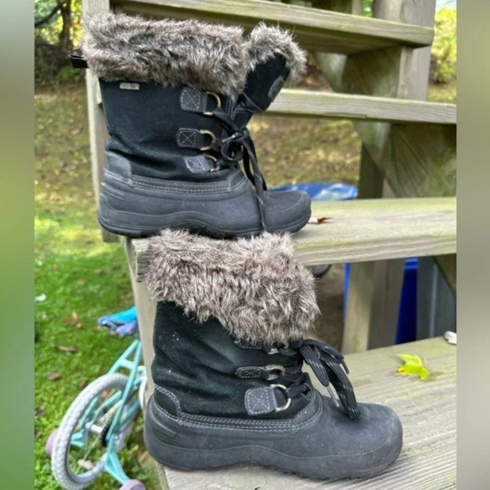 Snow Boot Khombu Waterproof‎ Black Faux Fur Woman's Size 9
